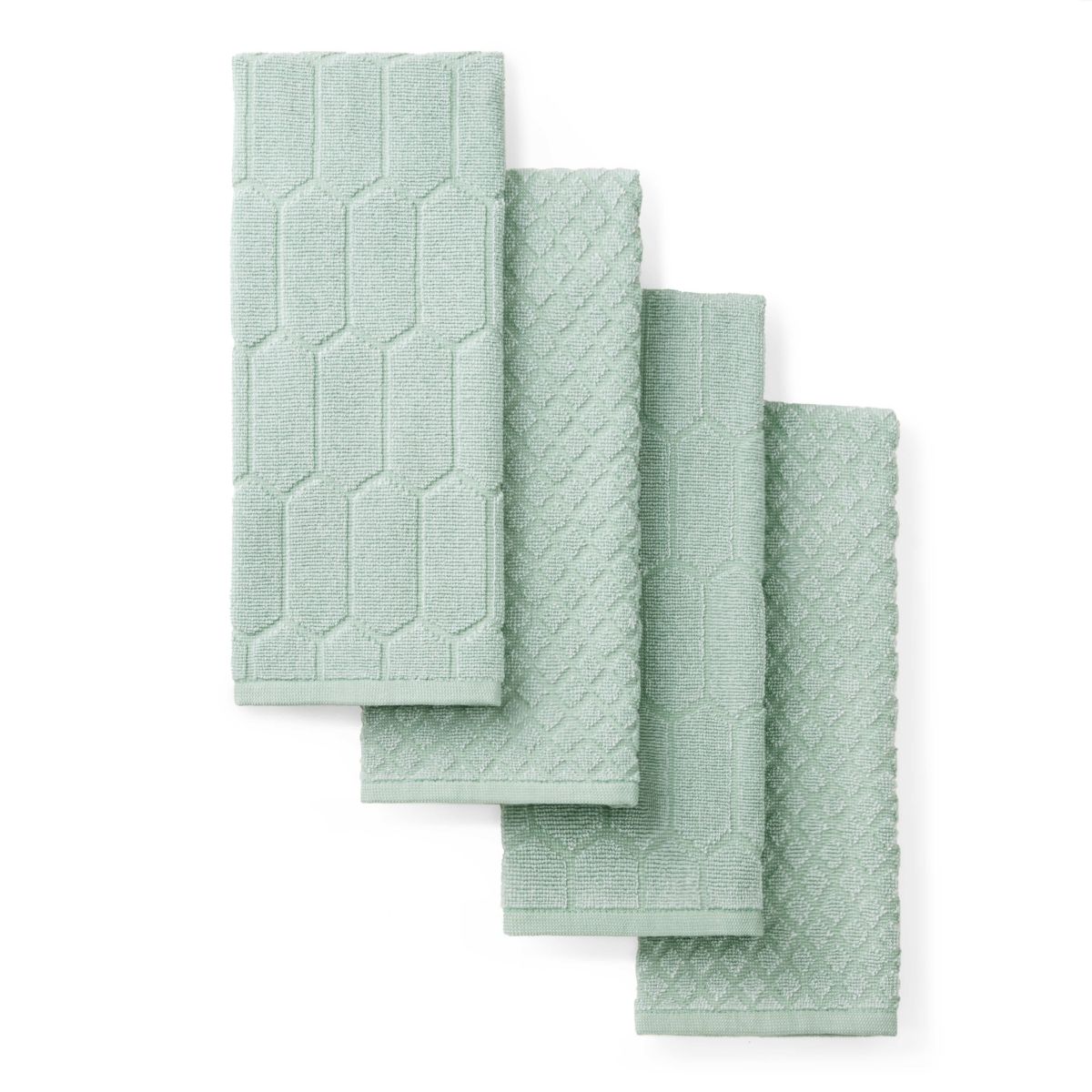 MARTHA STEWART Honeycomb Chambray Textured 4-Pack Kitchen Towel Set