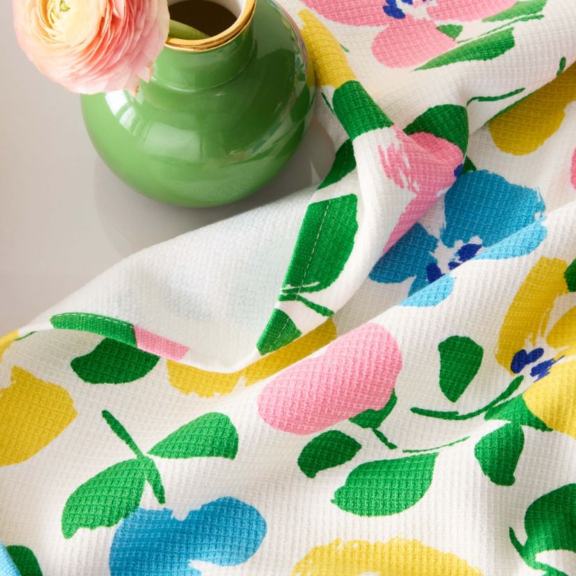 Painterly Bouquet & Bold Painterly Stripe 6-Pack Kitchen Towel Set