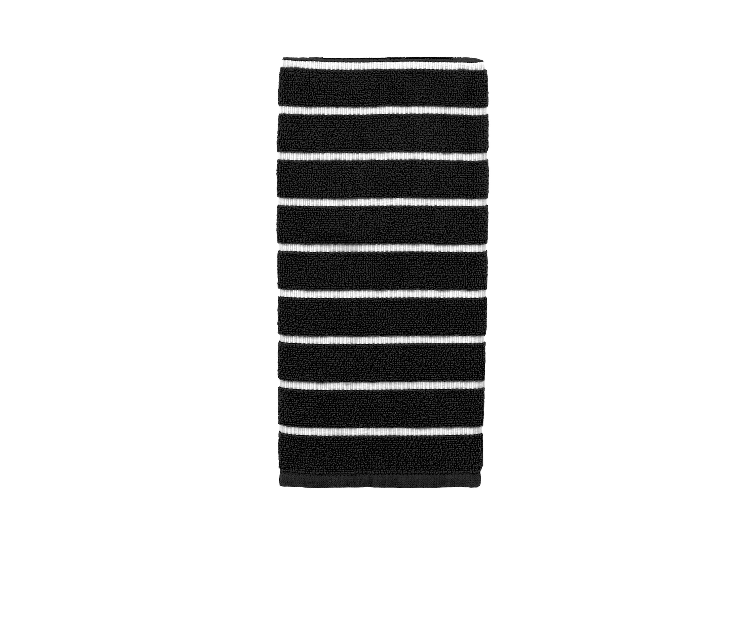 Grosgrain Stripe Black Kitchen Towel