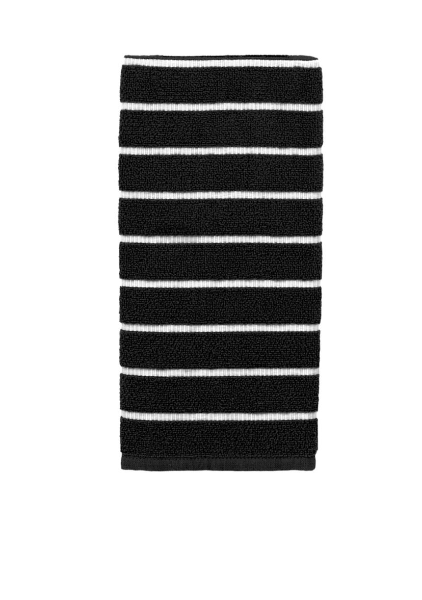 Grosgrain Stripe Black Kitchen Towel