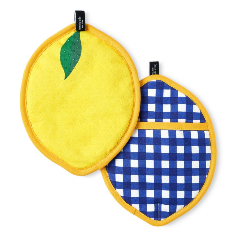 Lemon Party Spring Gingham Pot Holder Set