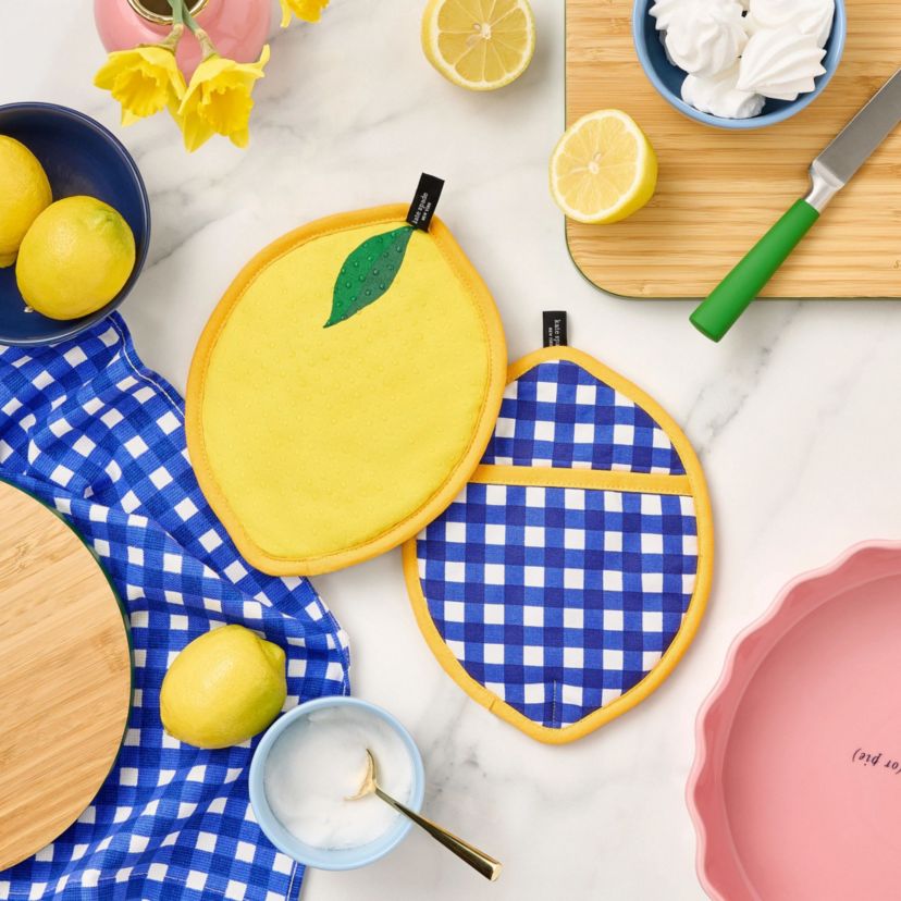 Lemon Party Spring Gingham Pot Holder Set