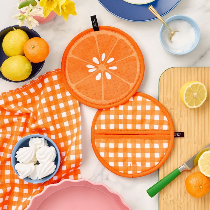 Squeeze The Day Spring Gingham Pot Holder Set