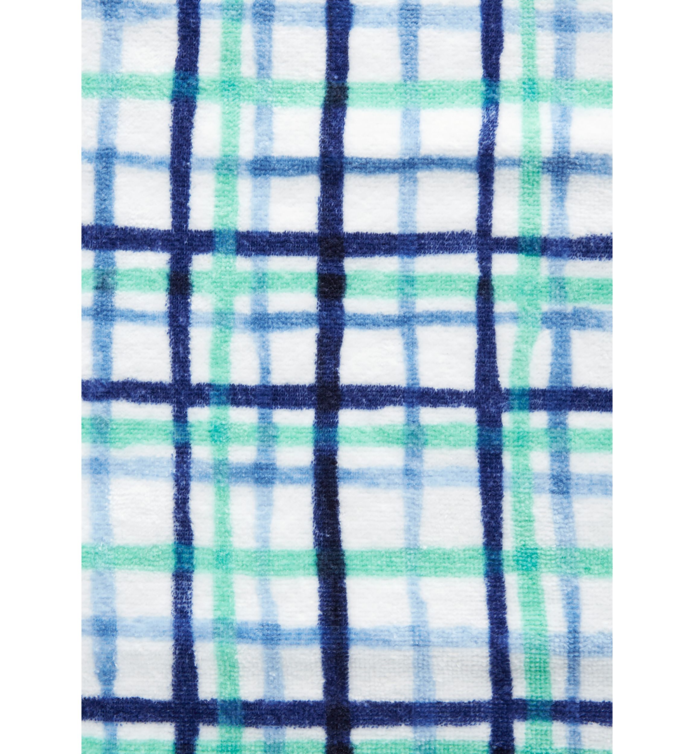 Watercolor Plaid Kitchen Towel 2-Pack Set, Blue/Aqua/White, 16"x28"
