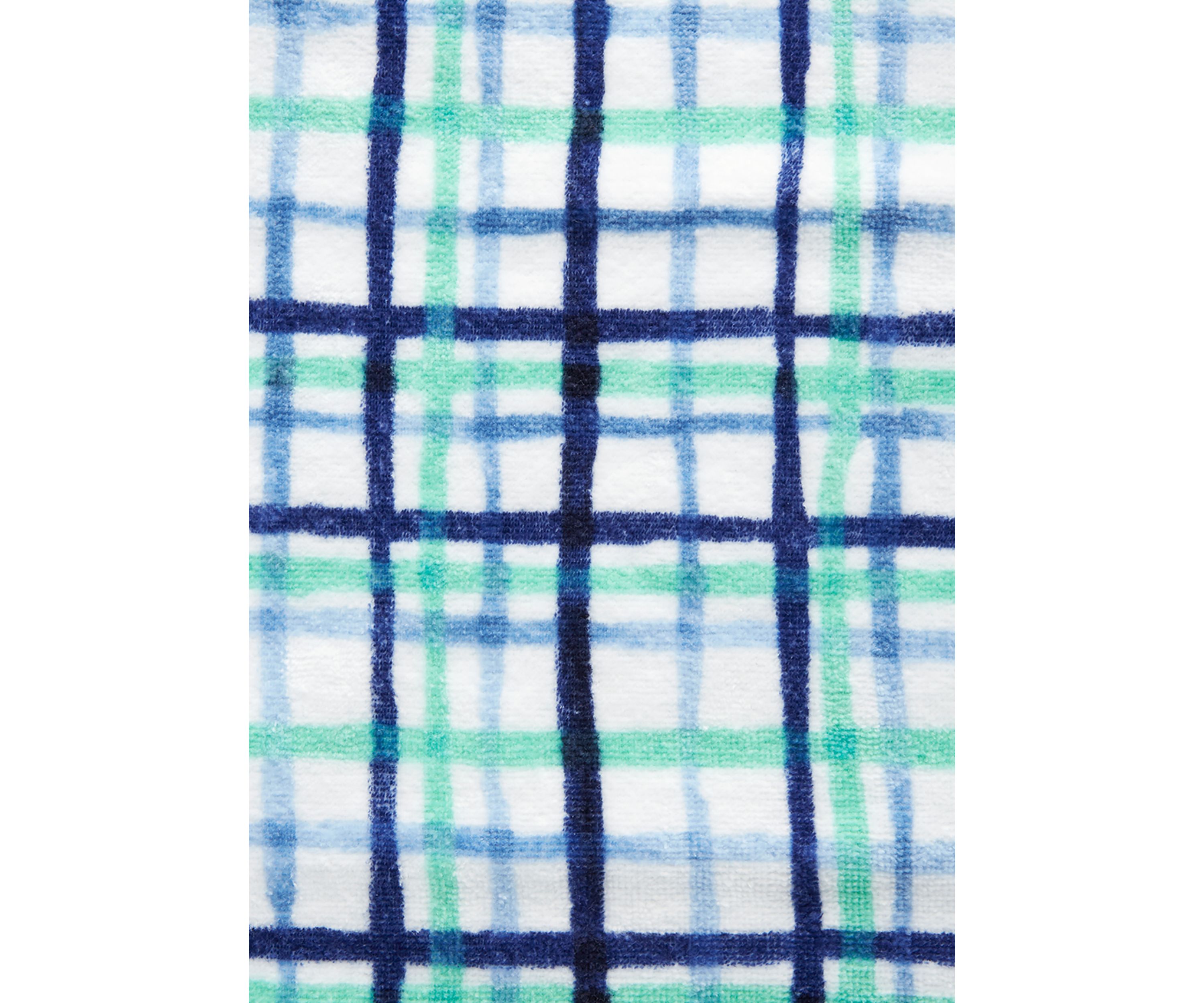 Watercolor Plaid Kitchen Towel 2-Pack Set, Blue/Aqua/White, 16"x28"