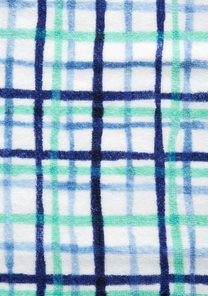 Watercolor Plaid Kitchen Towel 2-Pack Set, Blue/Aqua/White, 16"x28"