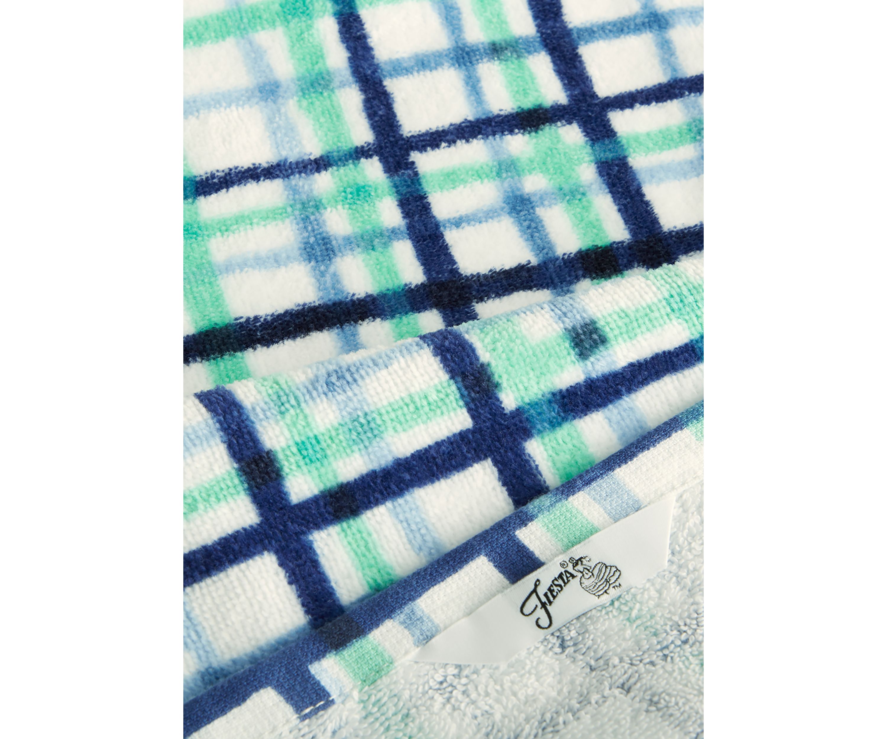 Watercolor Plaid Kitchen Towel 2-Pack Set, Blue/Aqua/White, 16"x28"