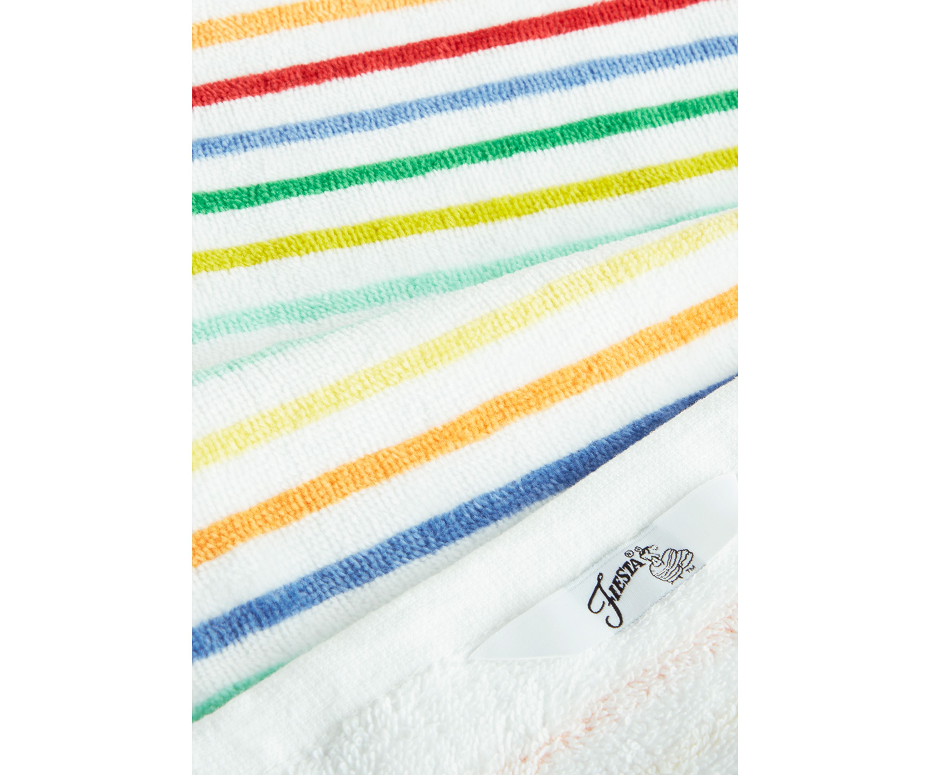 Tropical Stripe Kitchen Towel 2-Pack Set, Aqua/Yellow/Red, 16"x28"