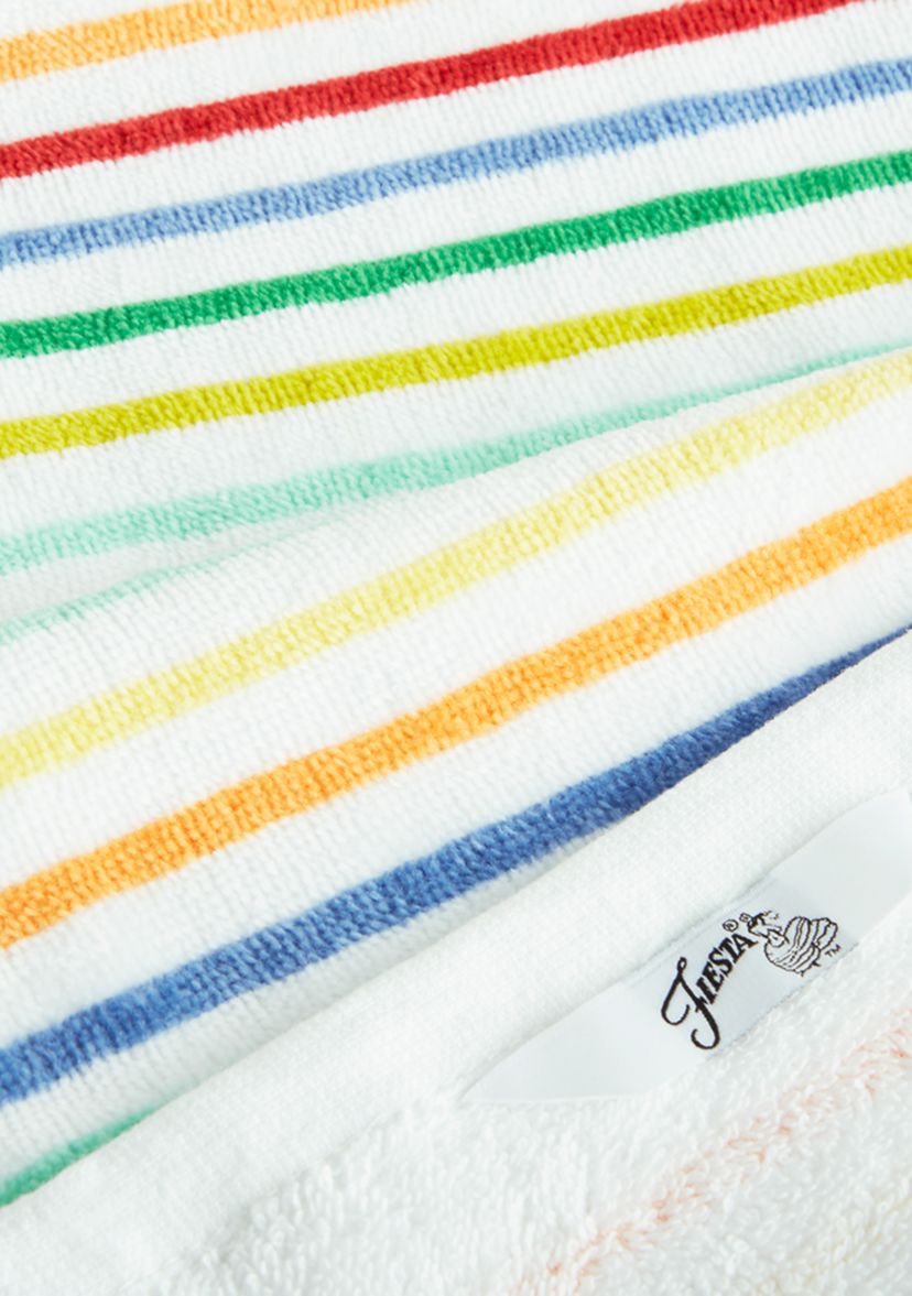 Tropical Stripe Kitchen Towel 2-Pack Set, Aqua/Yellow/Red, 16"x28"