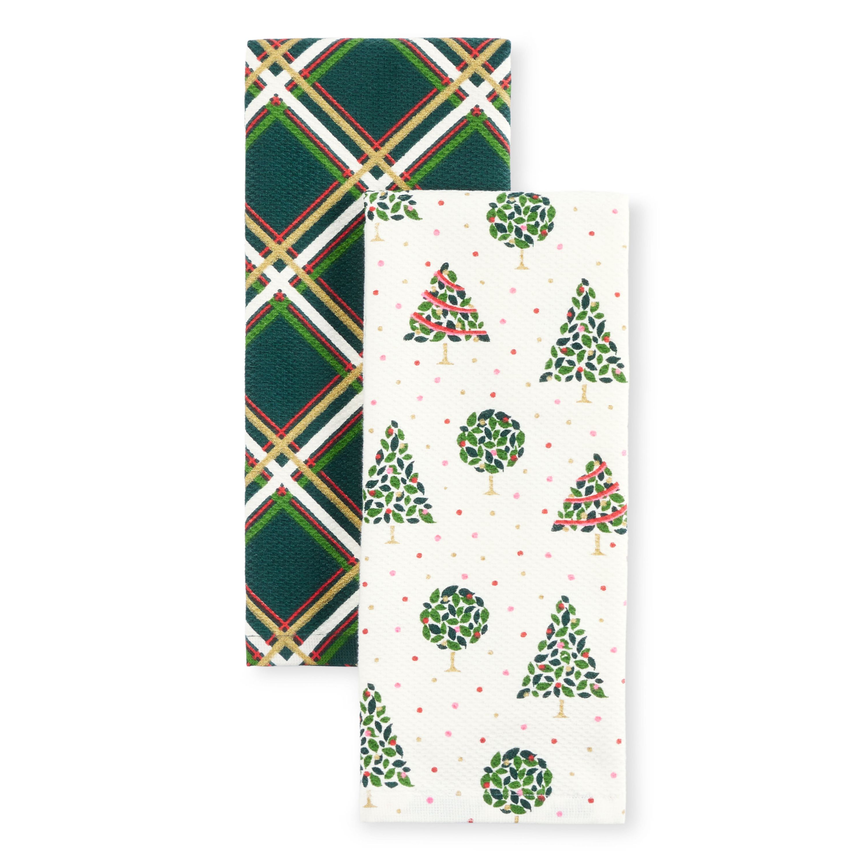 Holiday Confetti Acrobat Plaid Kitchen Towel Set