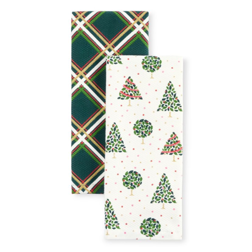 Holiday Confetti Acrobat Plaid Kitchen Towel Set