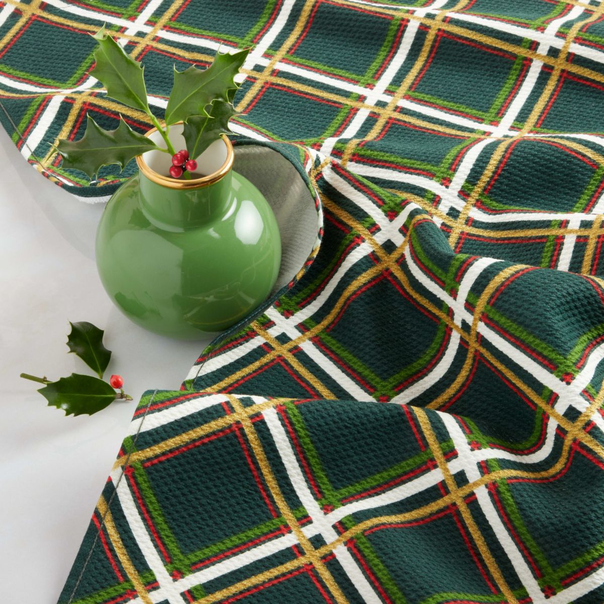 Holiday Confetti Acrobat Plaid Kitchen Towel Set