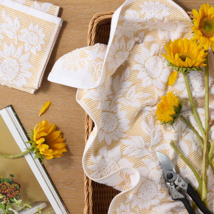 Woodland Harvest Jacquard Sunflowers Kitchen Towel Set Yellow