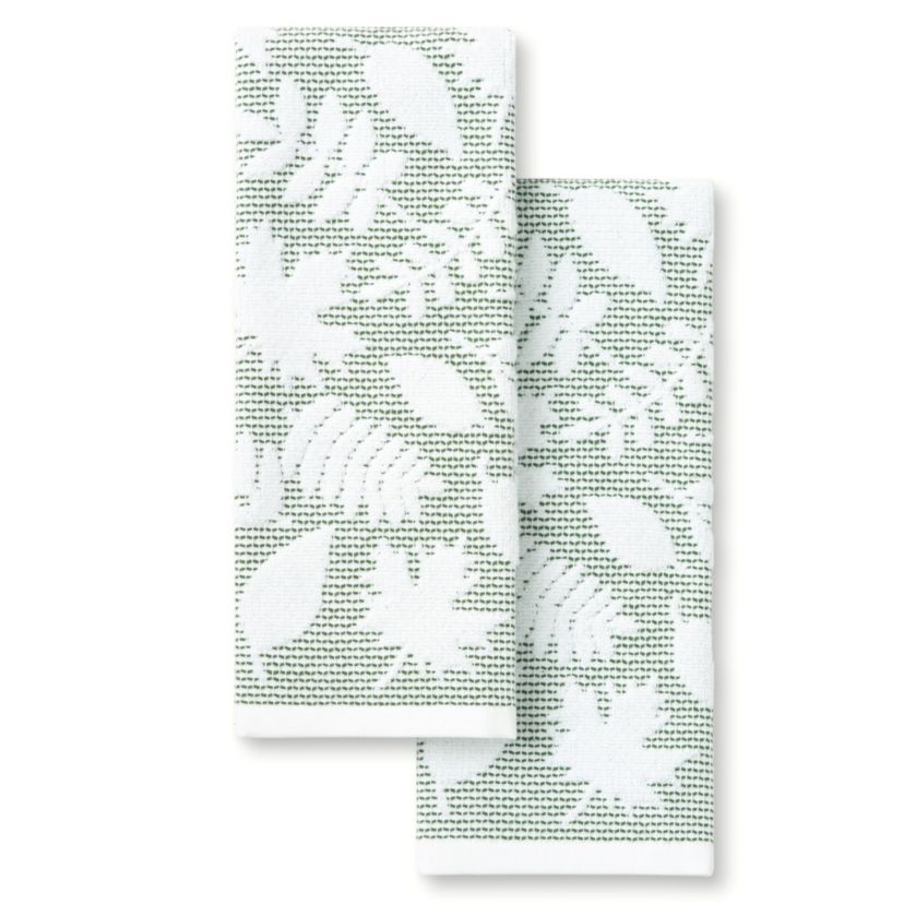 Woodland Harvest Jacquard Leaves Kitchen Towel Set Green