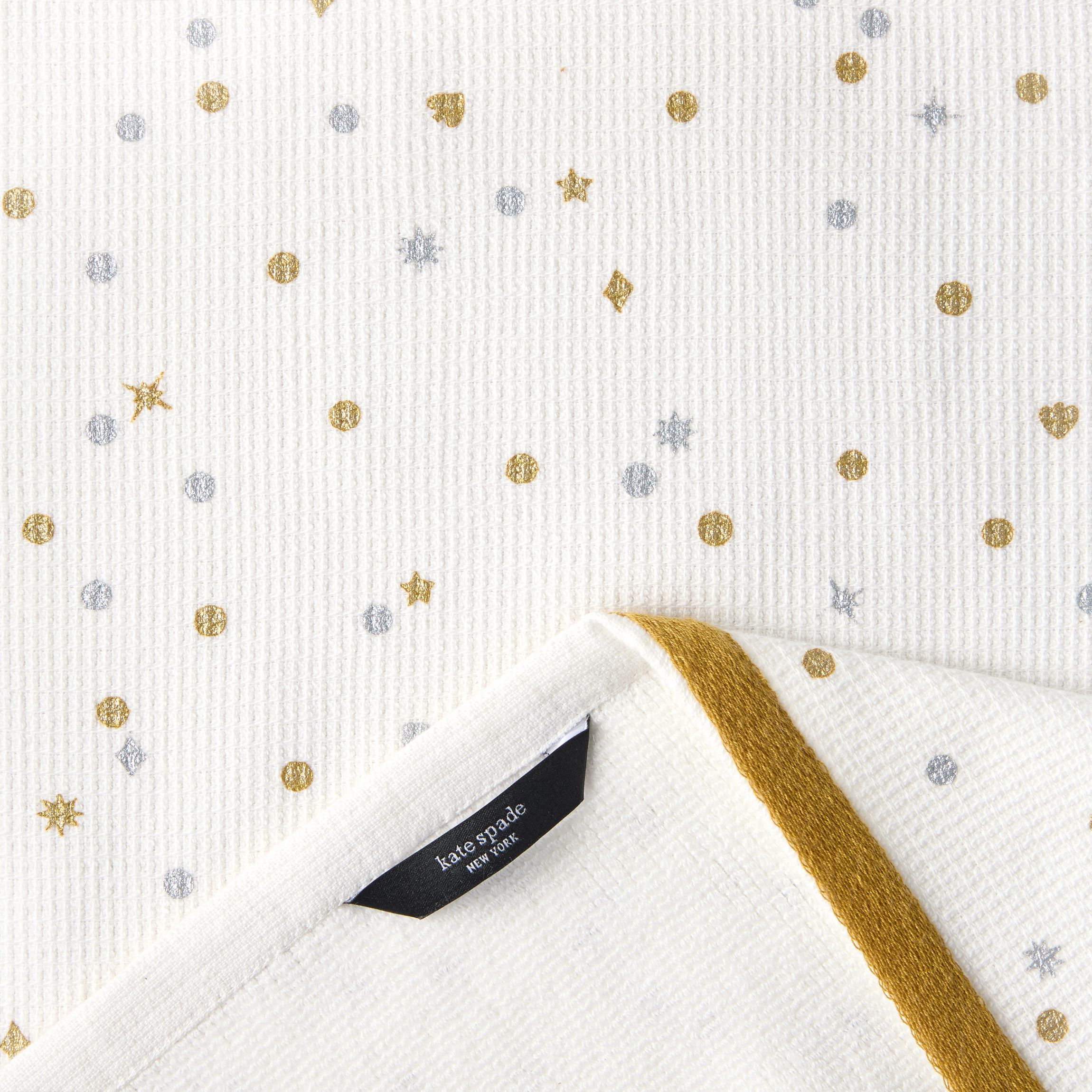 Celebration Dot Holiday Ivory/Gold/Silver Kitchen Towel Set