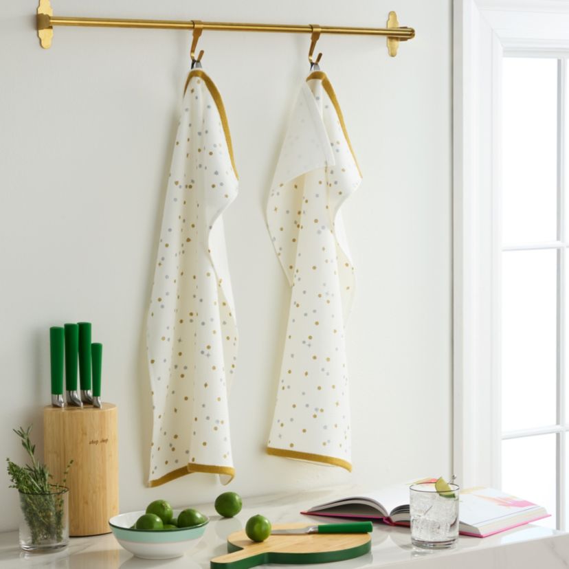 Celebration Dot Holiday Ivory/Gold/Silver Kitchen Towel Set