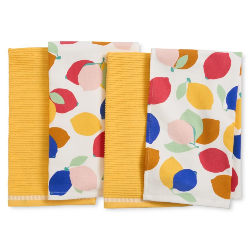 Lemon Zest Citrus Fruit Yellow/Blue/Ivory Kitchen Towel Set