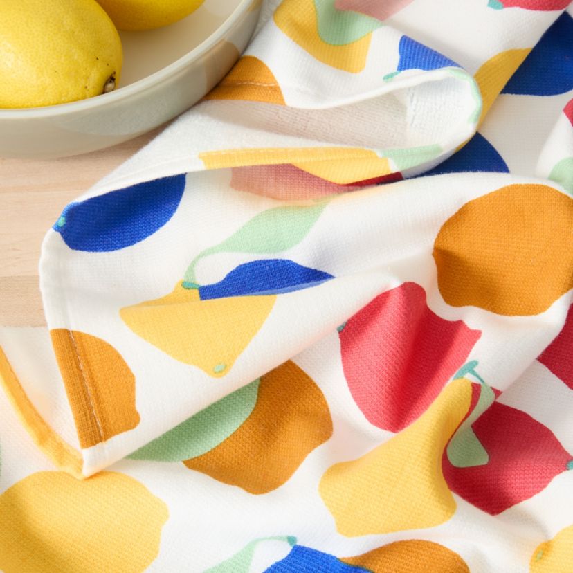 Lemon Zest Citrus Fruit Yellow/Blue/Ivory Kitchen Towel Set