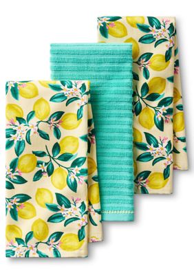 Draper James Lemon Blossom Kitchen Towels, Yellow