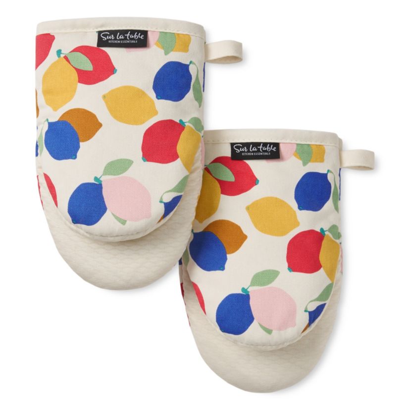Lemon Zest Citrus Fruit Yellow/Blue/Ivory Mini Oven Mitt Set