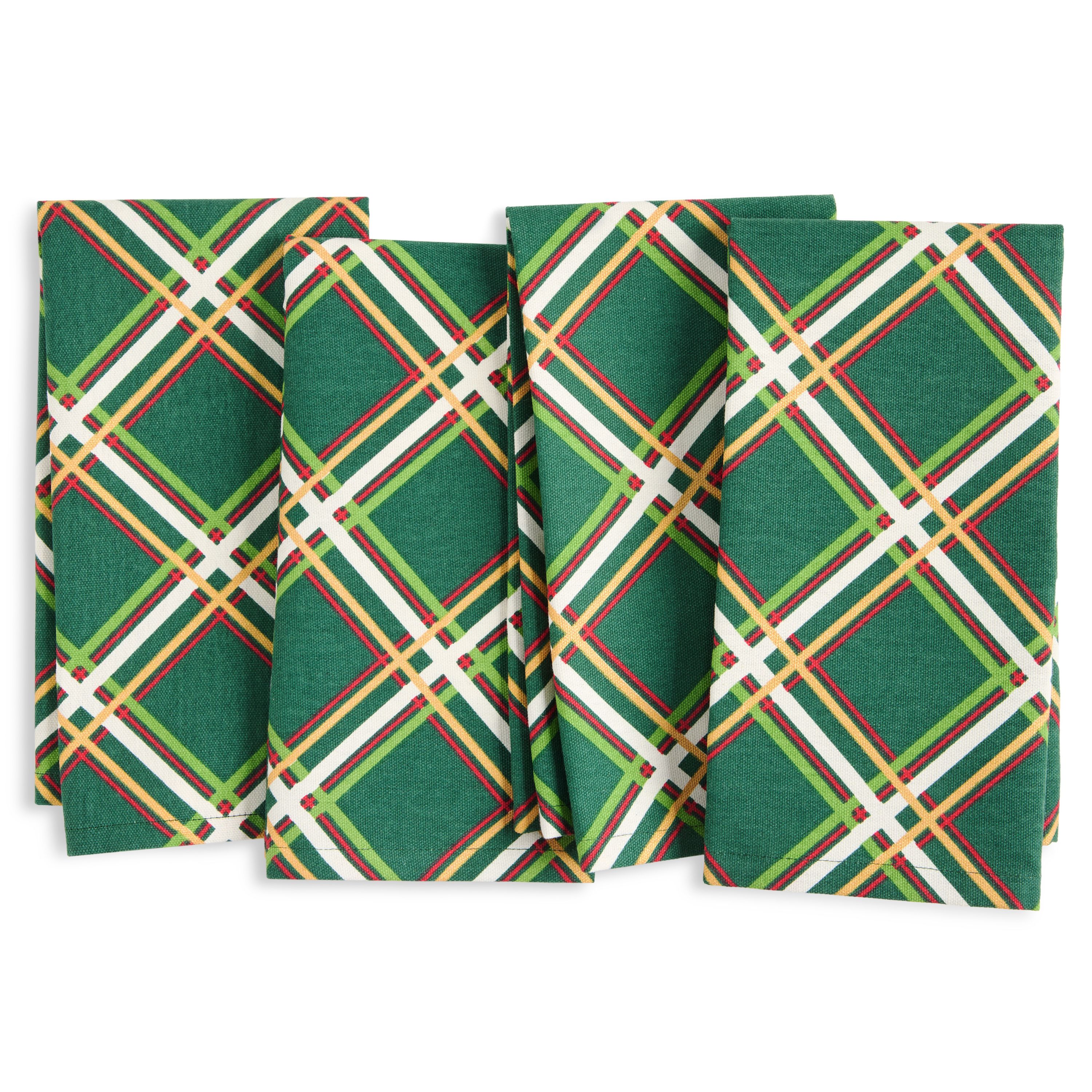 Acrobat Plaid Holiday Green/Red Napkins Set