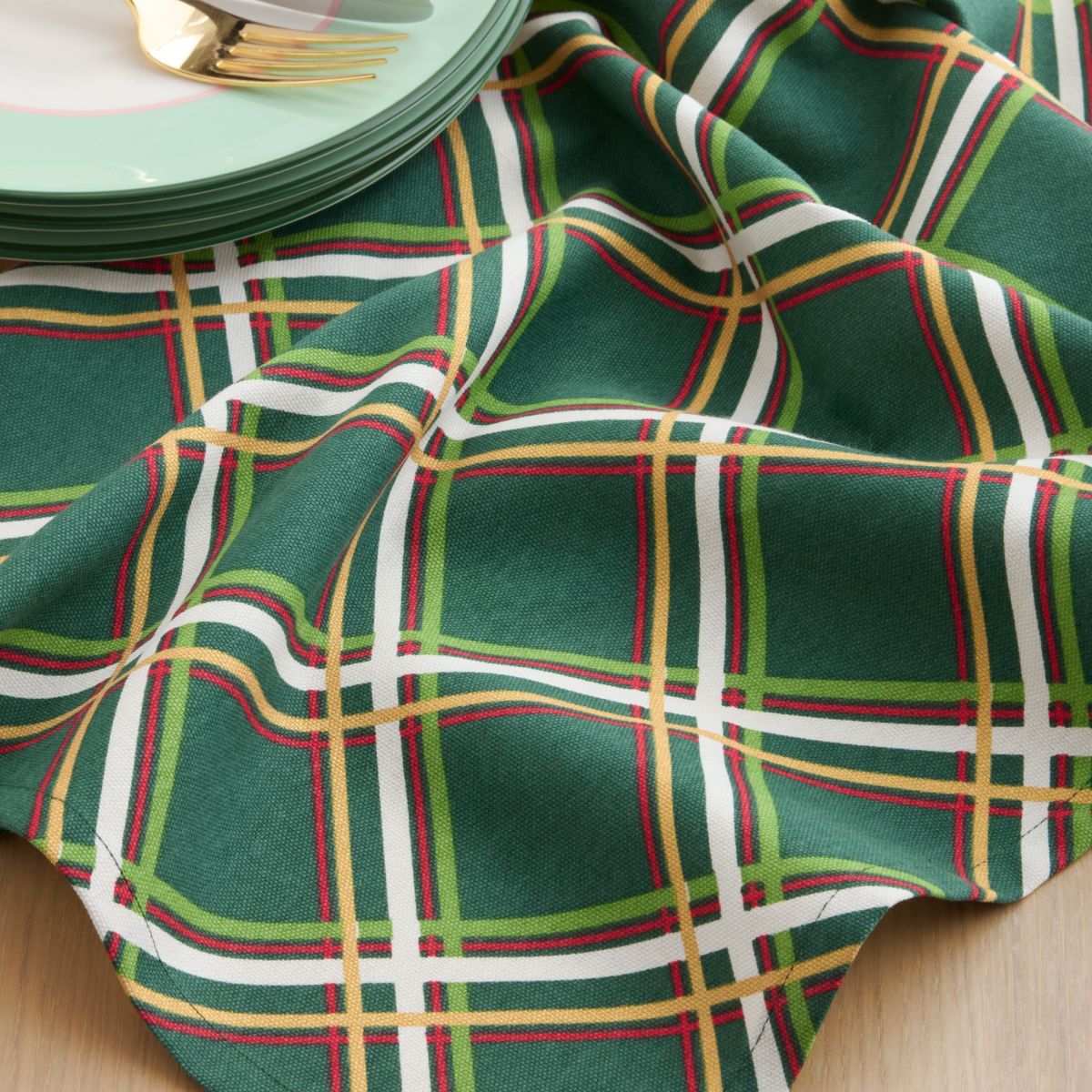 Acrobat Plaid Holiday Green/Red Napkins Set