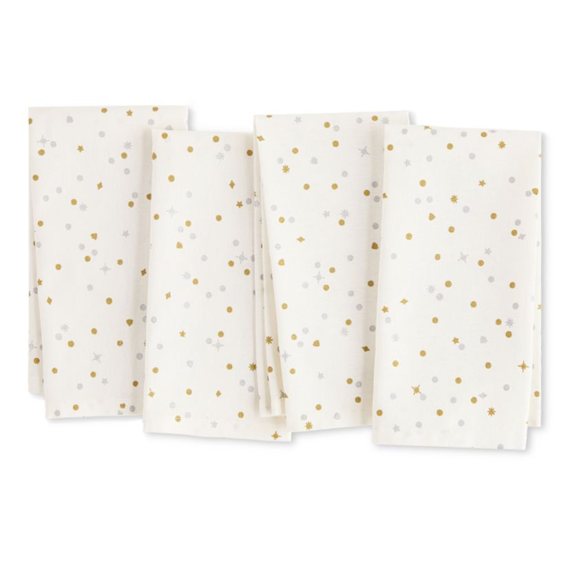 Celebration Confetti Dot Holiday Ivory/Gold/Silver Napkin Set