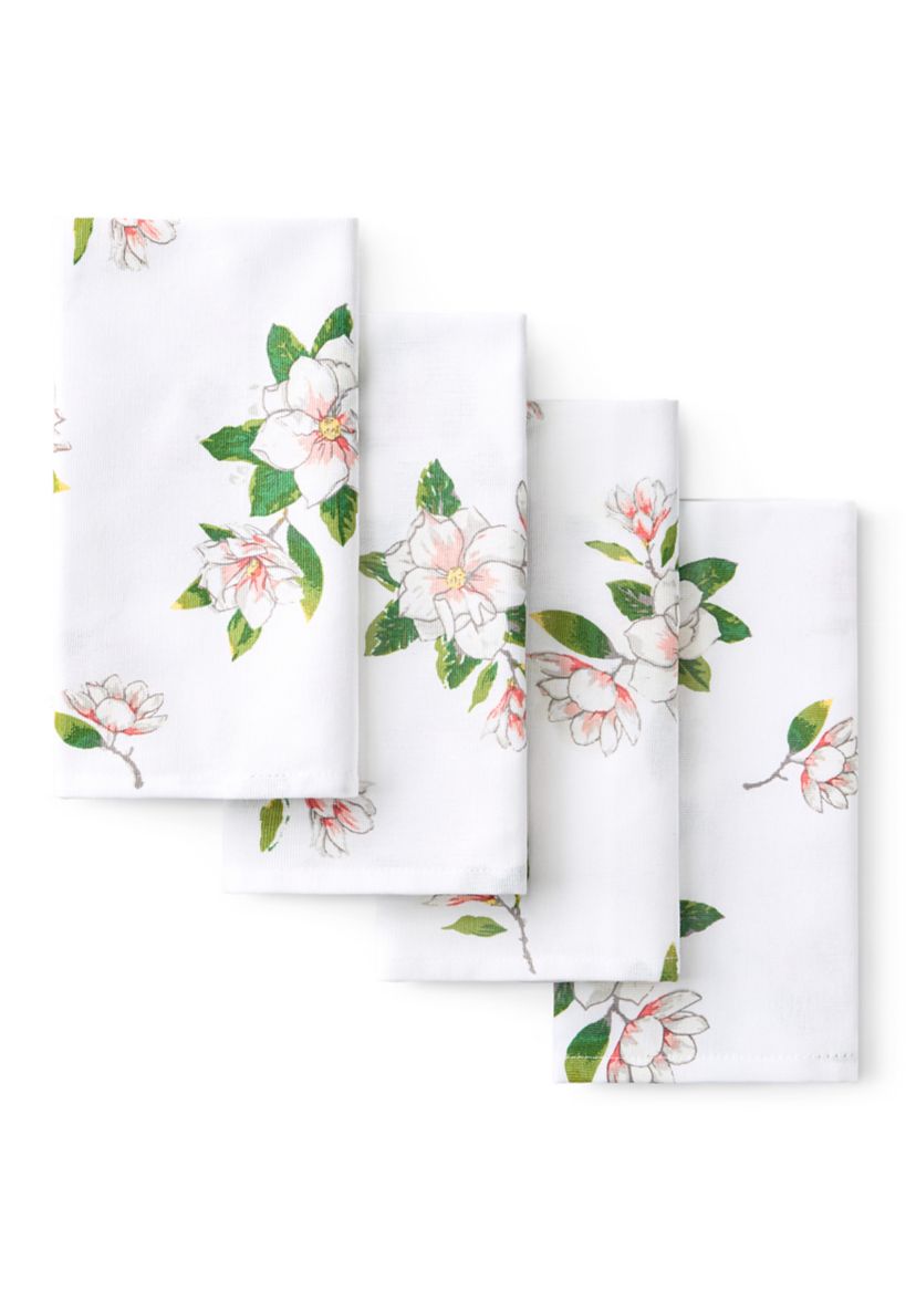 Magnolia All Over Floral 4-Pack Napkin Set