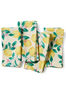 Draper James Lemon Blossom Cloth Napkin Set of 4, Yellow