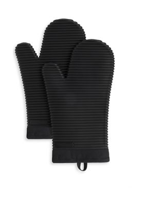 Ribbed Soft Silicone Oven Mitt 2-Pack Set