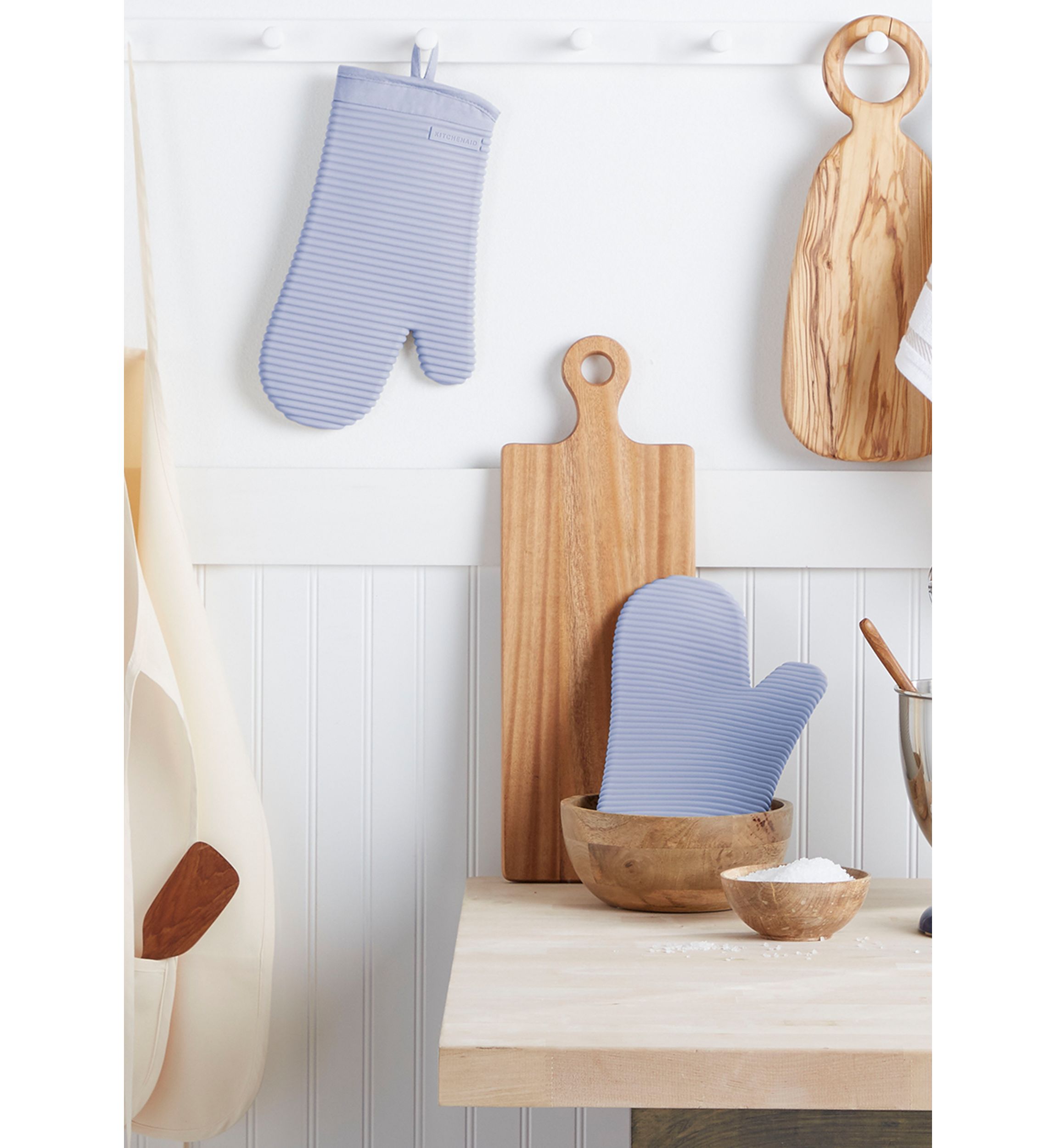 Ribbed Soft Silicone Oven Mitt 2-Pack Set