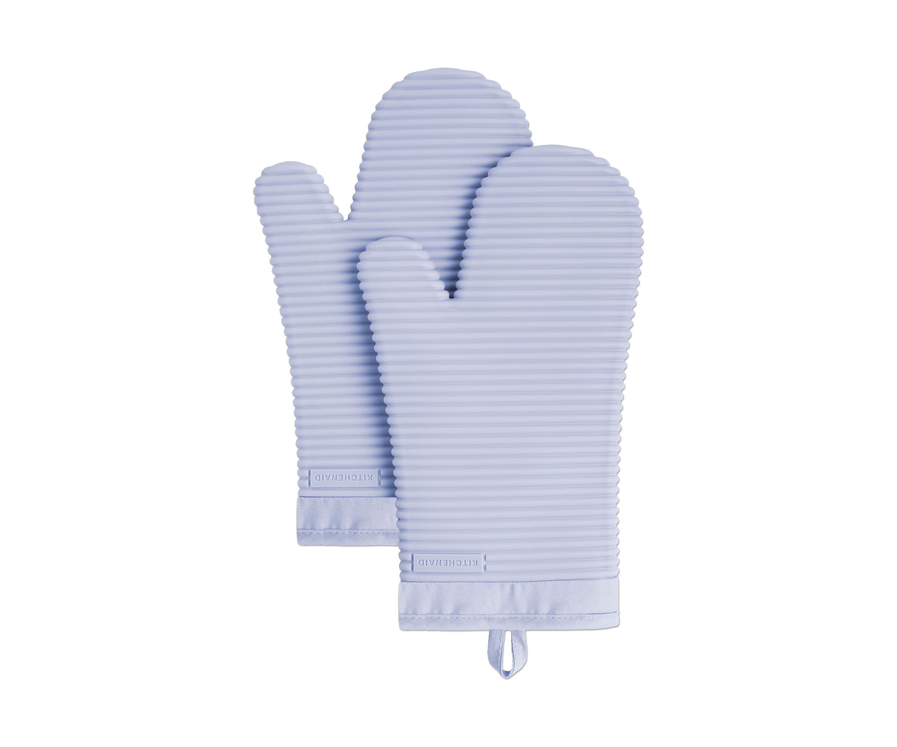 Ribbed Soft Silicone Oven Mitt 2-Pack Set