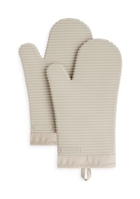 Ribbed Soft Silicone Oven Mitt 2-Pack Set