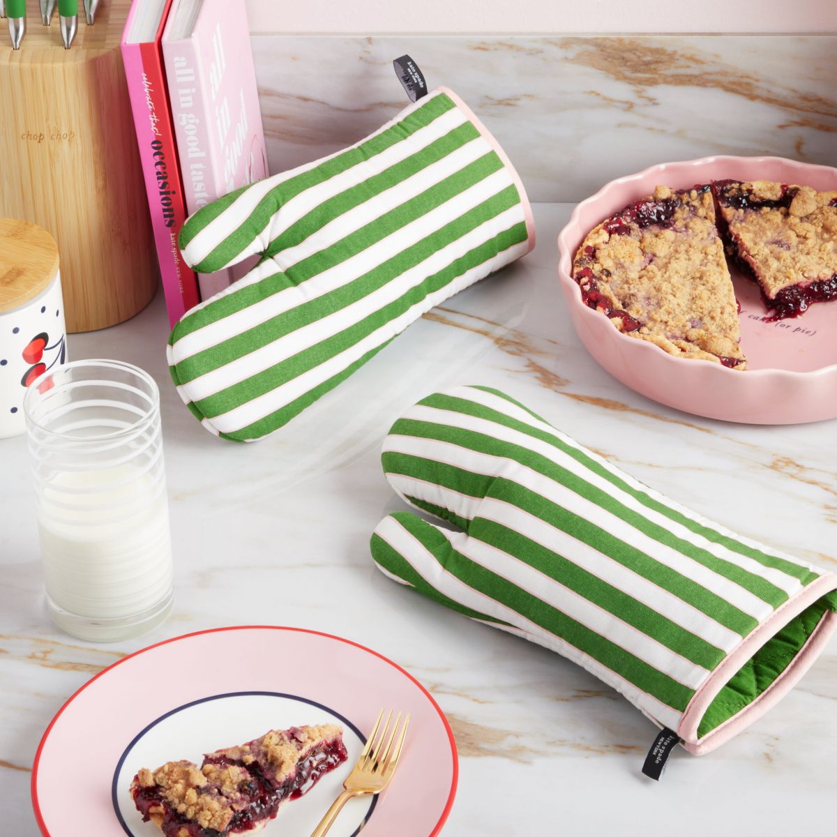 Botanical Stripe Oven Mitt Set