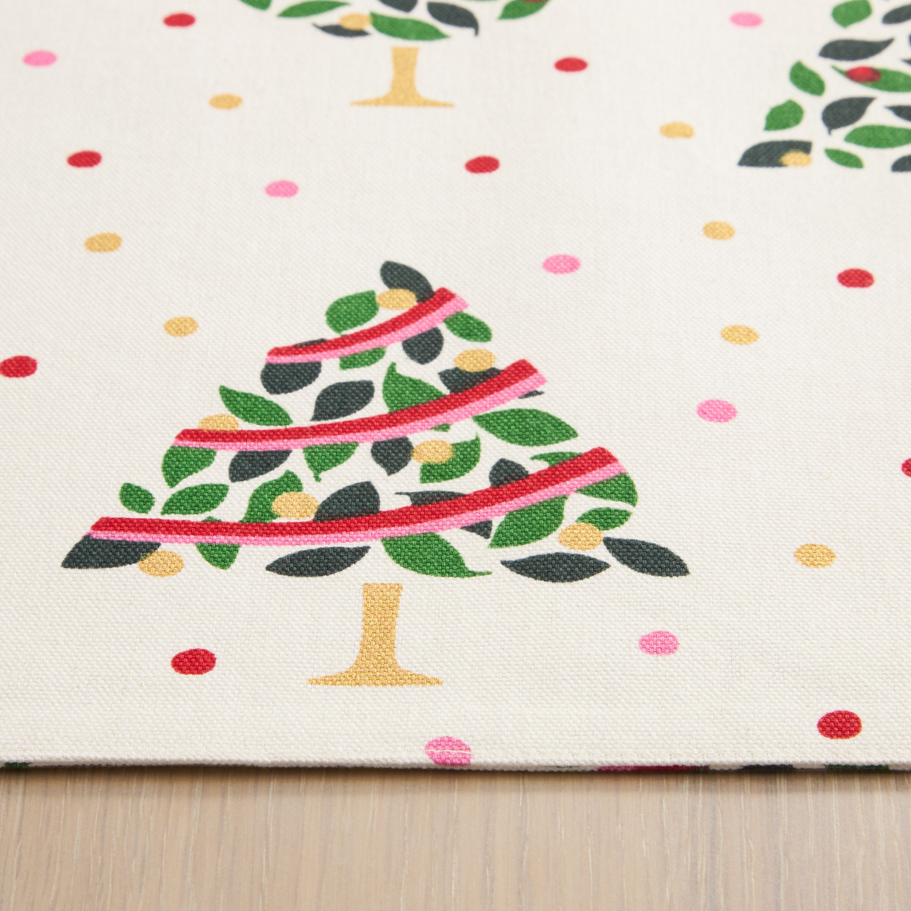 Holiday Confetti Placemats 4-Pack Set 13"x19" Cream/Green