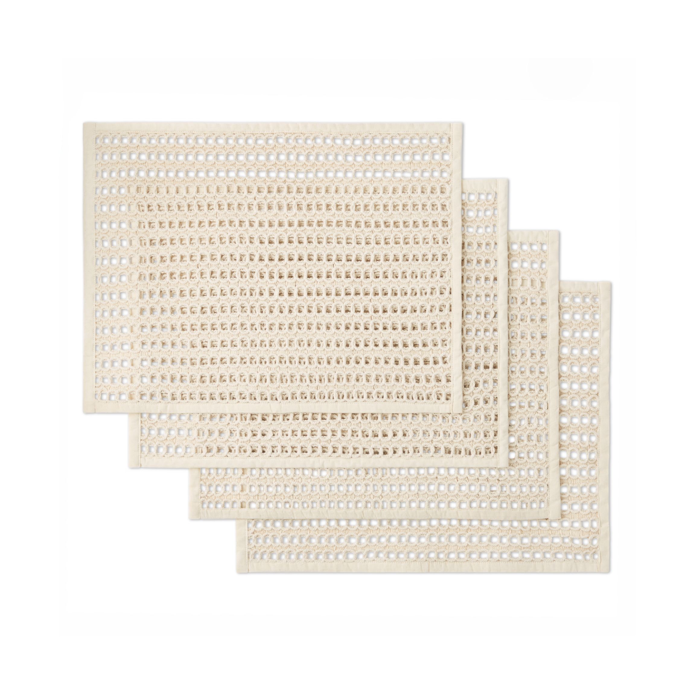Kai Macrame Placemats 4-Pack Set, Natural, 14"x19"
