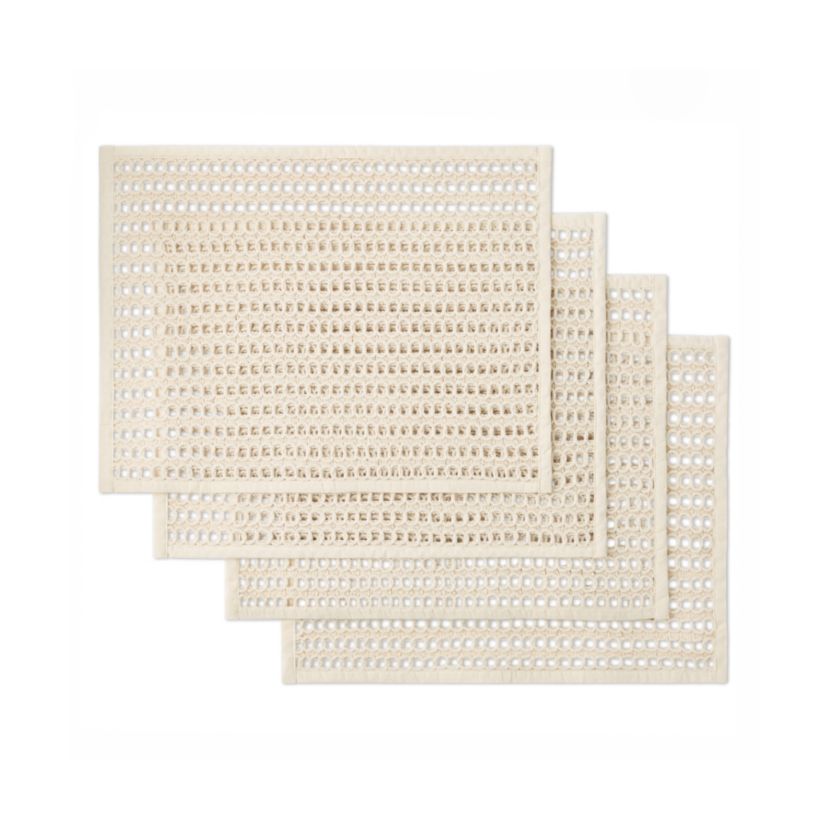 Kai Macrame Placemats 4-Pack Set, Natural, 14"x19"