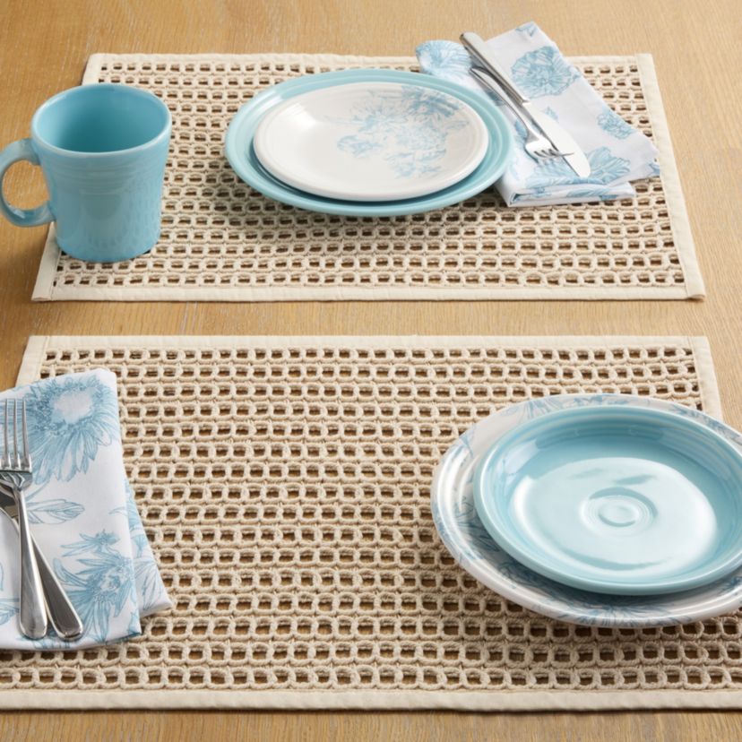 Kai Macrame Placemats 4-Pack Set, Natural, 14"x19"