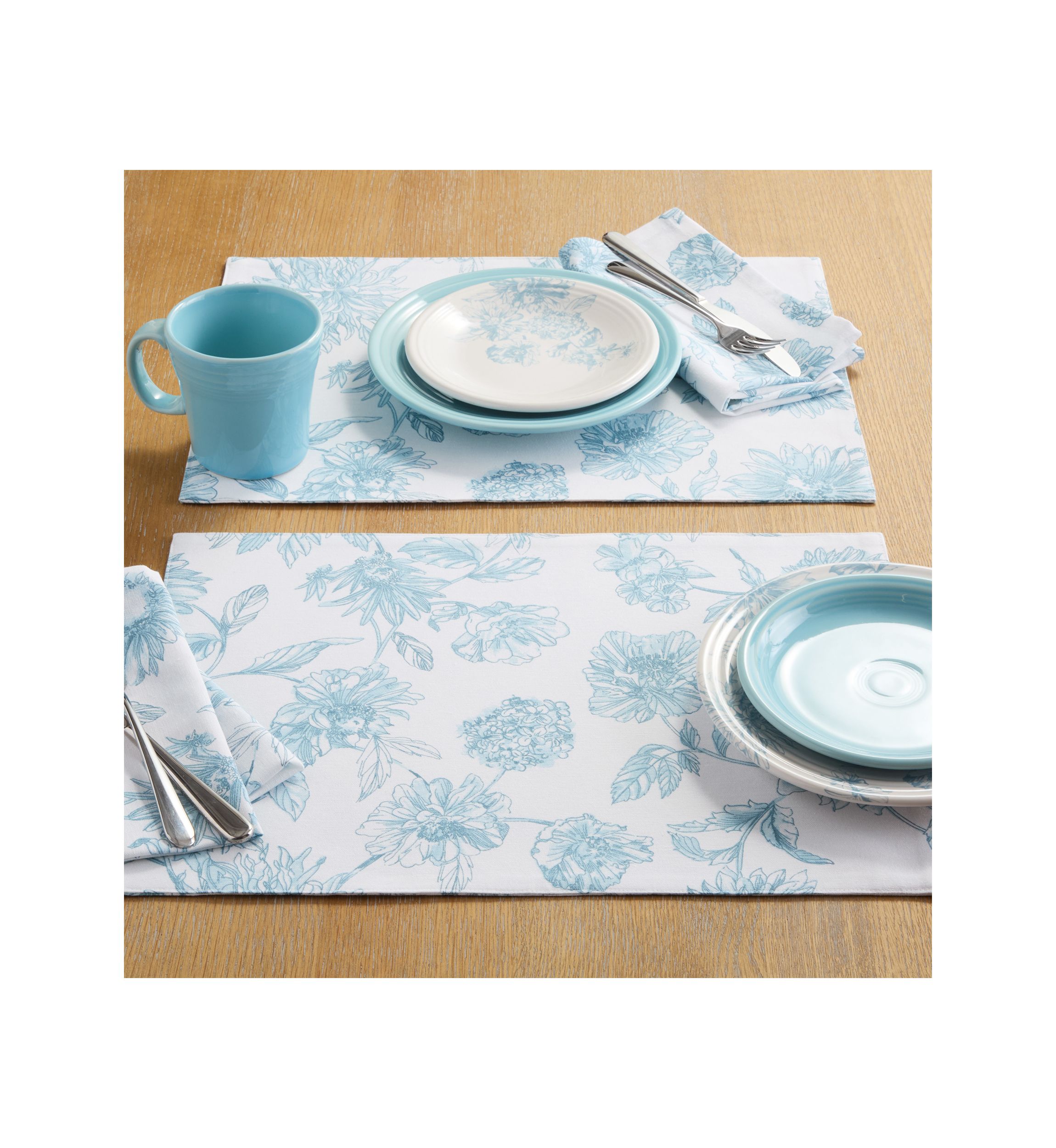 Botanical Floral Reversible Placemats - Set of 4