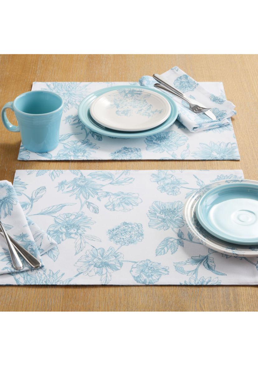 Botanical Floral Reversible Placemats - Set of 4
