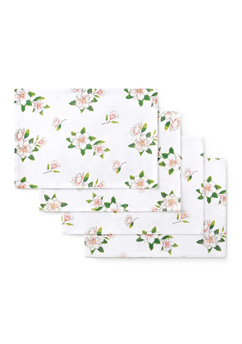 Magnolia All Over Floral 4-Pack Placemat Set