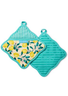Draper James Lemon Blossom Scallop Edge Pot Holder, Yellow