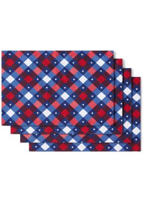 Town & Country Living Patriotic Plaid Buffalo Check Placemat Set