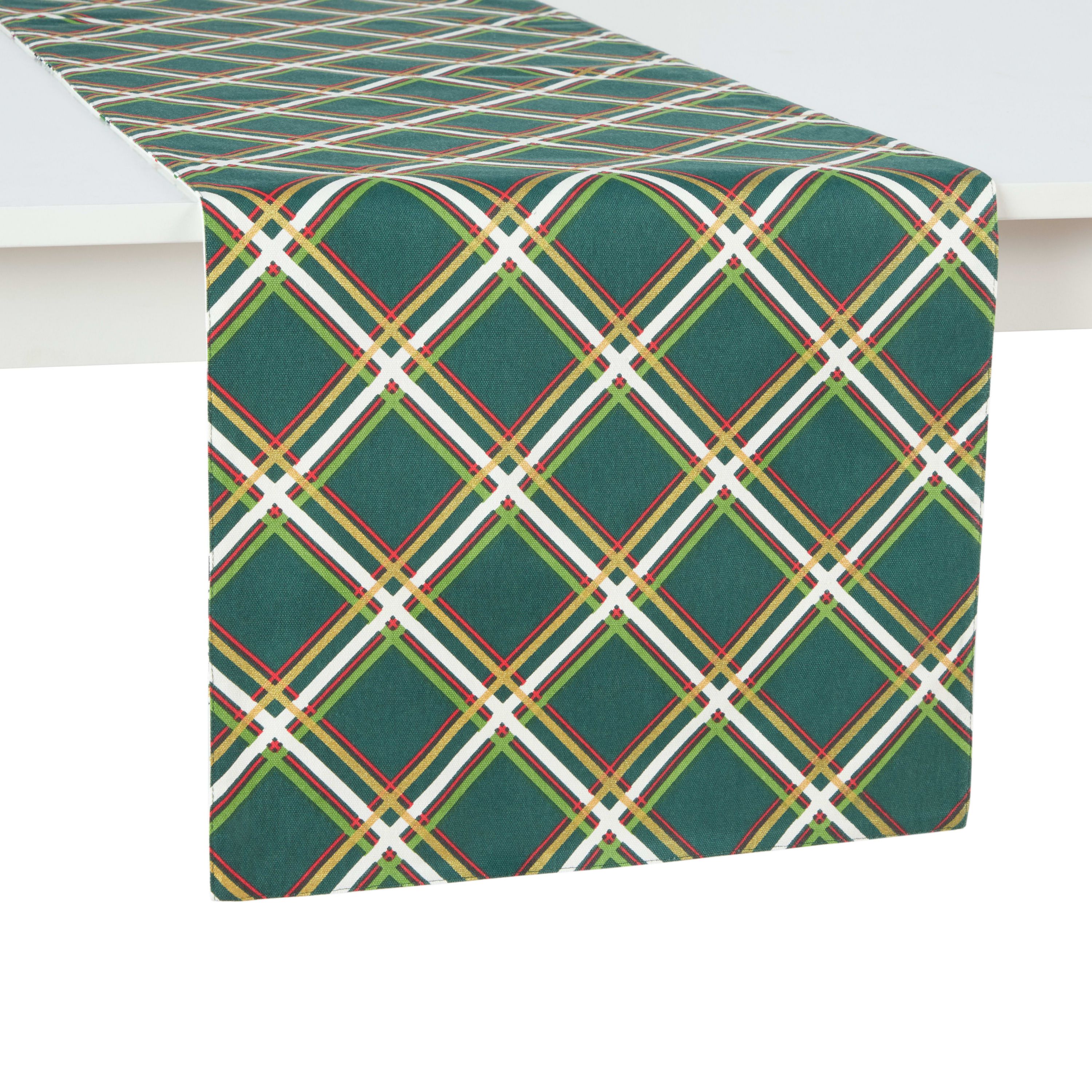 Holiday Confetti Acrobat Plaid Table Runner
