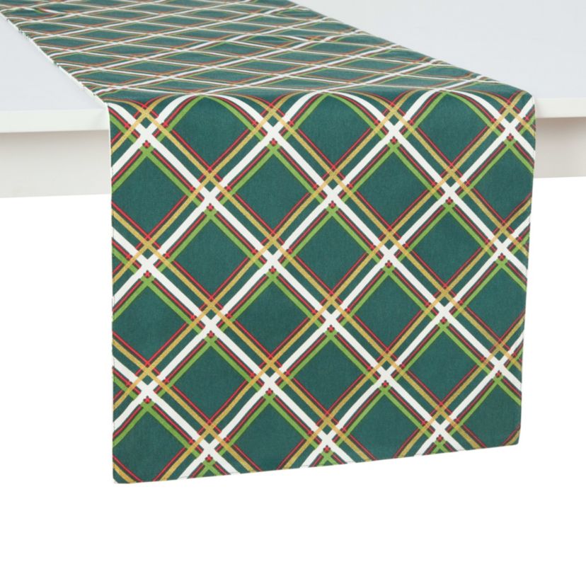 Holiday Confetti Acrobat Plaid Table Runner
