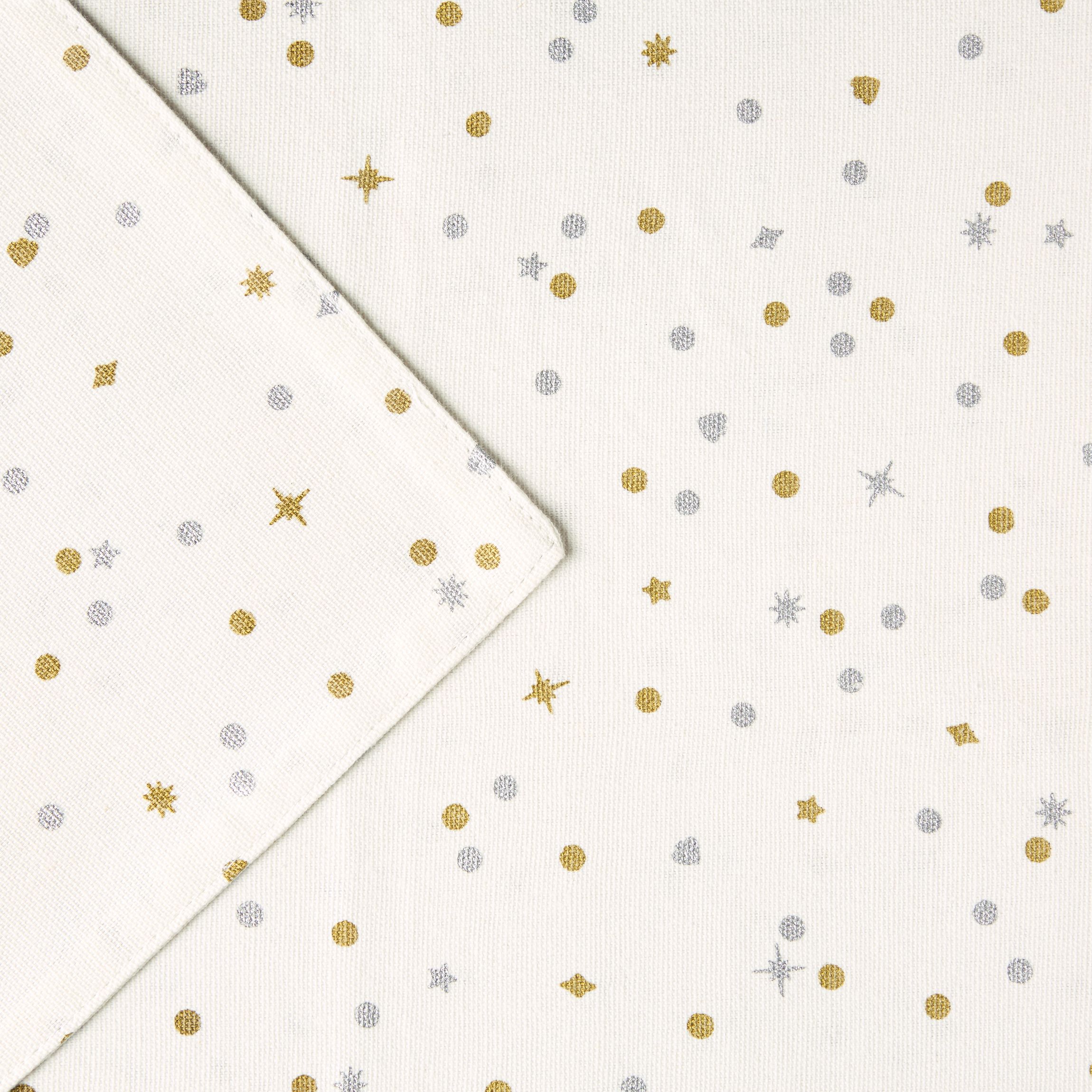 Celebration Confetti Dot Reversible Holiday Ivory/Gold/Silver Table Runner