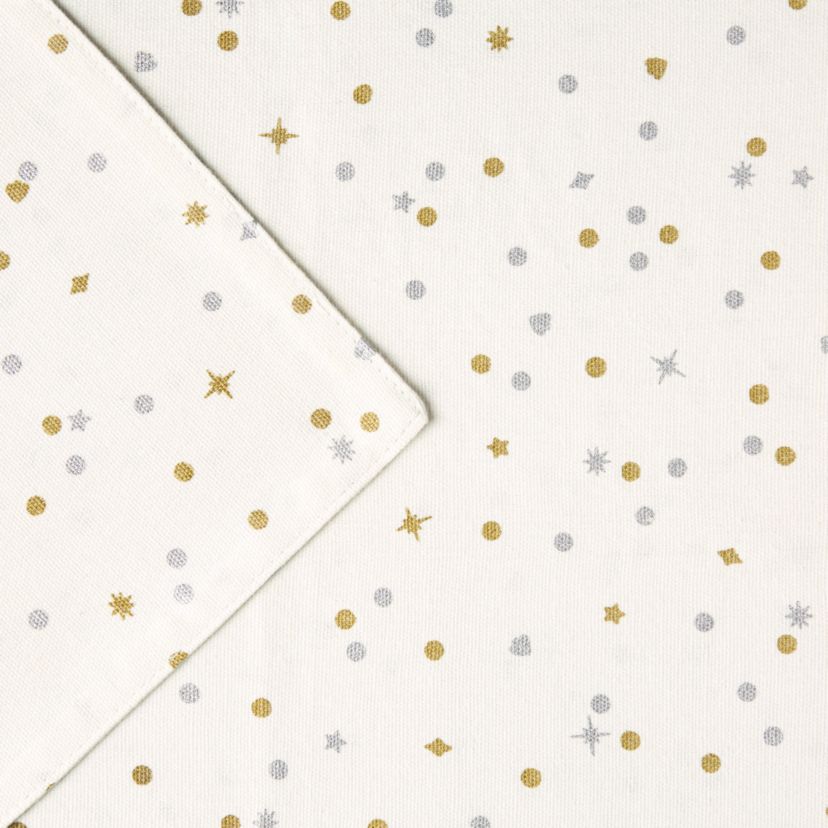 Celebration Confetti Dot Reversible Holiday Ivory/Gold/Silver Table Runner
