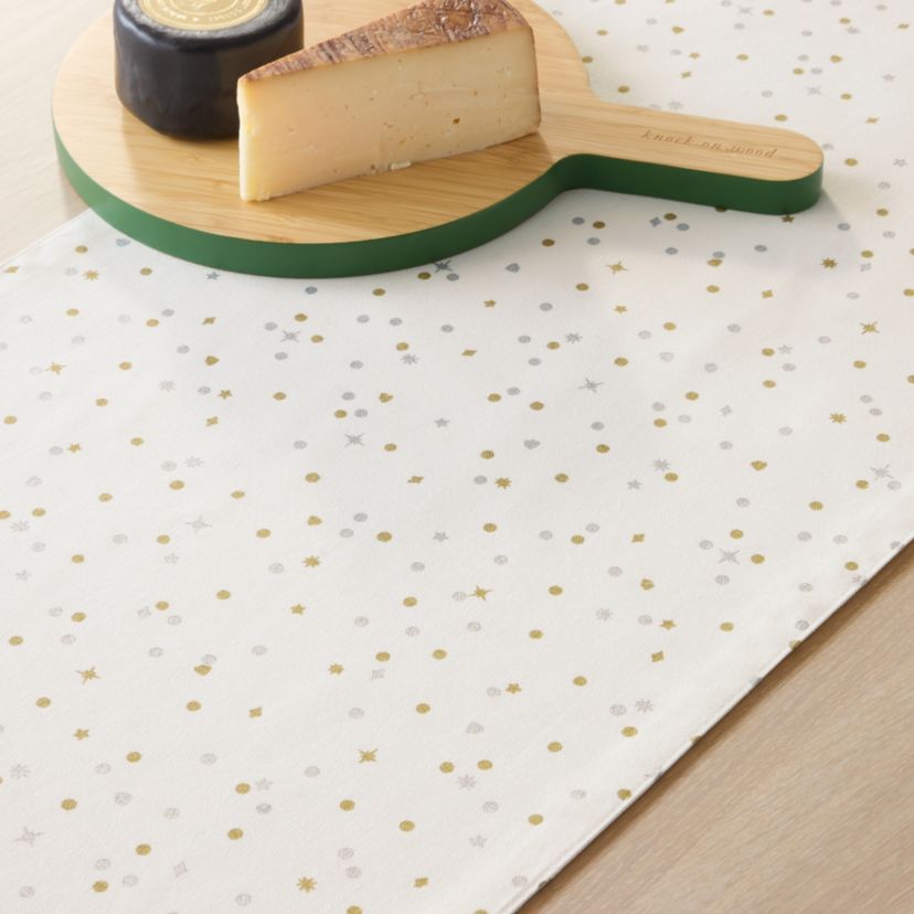 Celebration Confetti Dot Reversible Holiday Ivory/Gold/Silver Table Runner