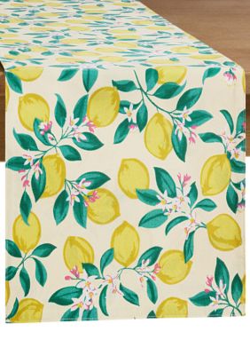 Draper James Lemon Blossom Reversible Fabric Table Runner, Yellow