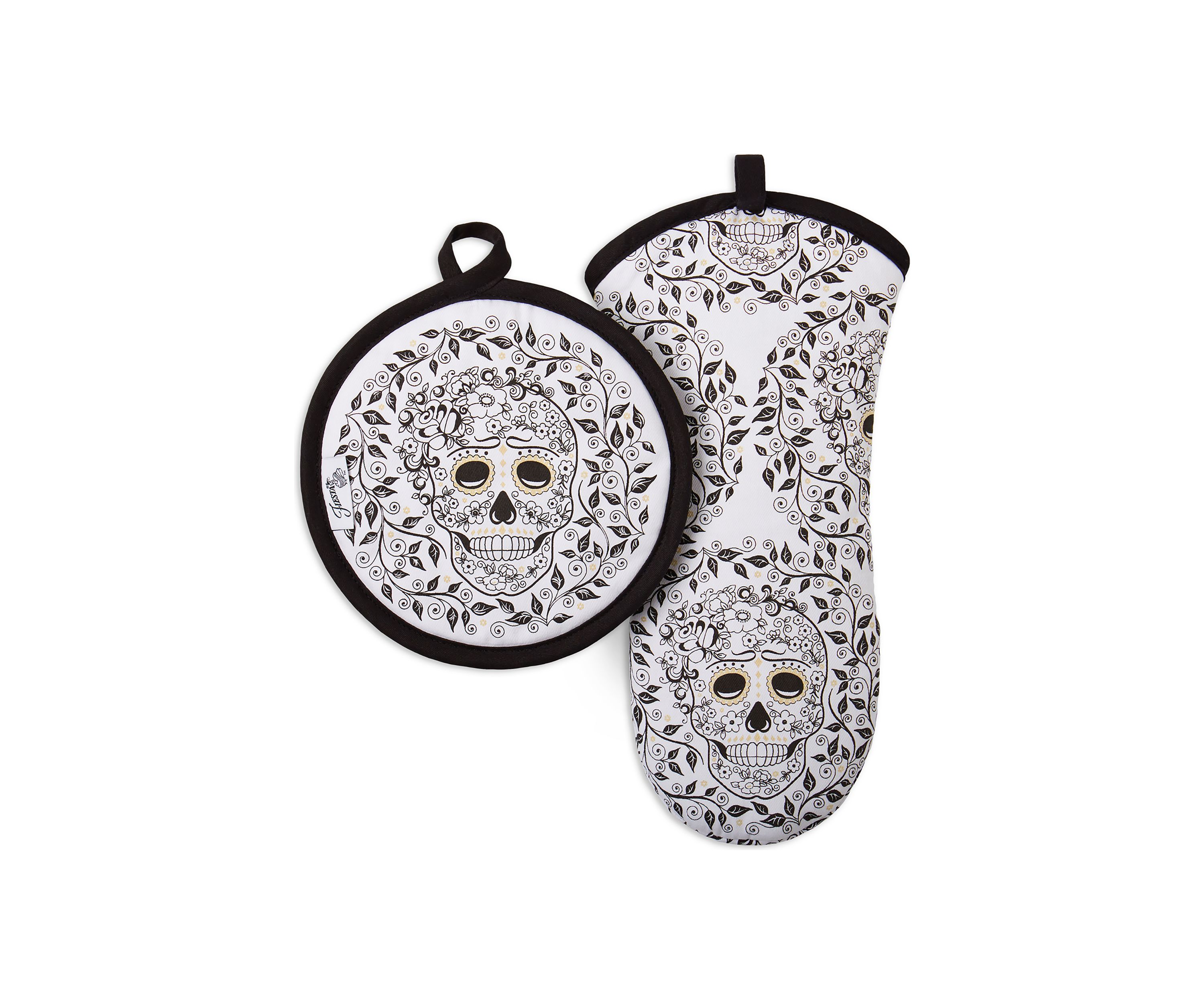 Skull & Vine Oven Mitt & Pot Holder 2-Pack Set